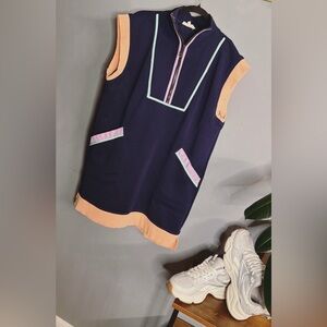 Sport-Luxe Zip Tunic Dress | Colorblock Athleisure | L